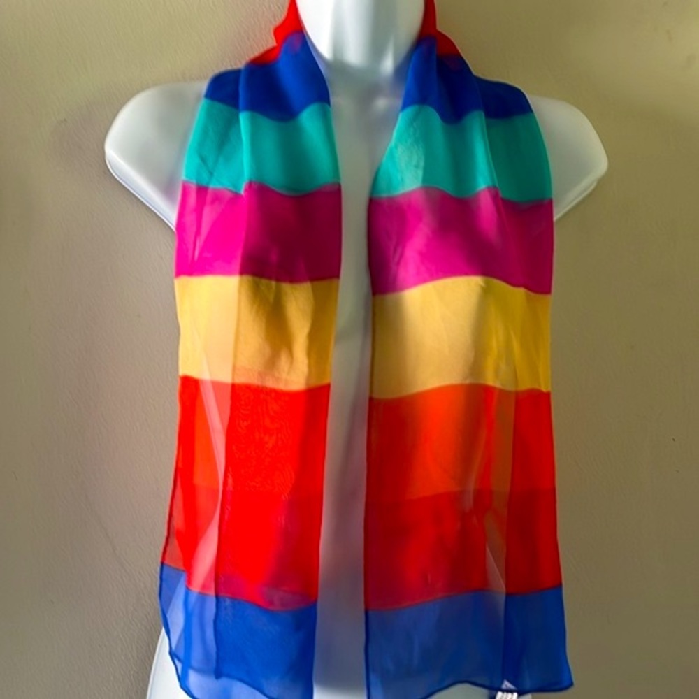 Vintage Rainbow 100% silk scarf Japan